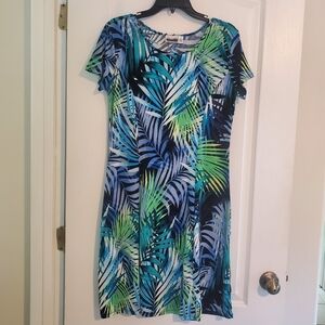 Tropical palm print dress